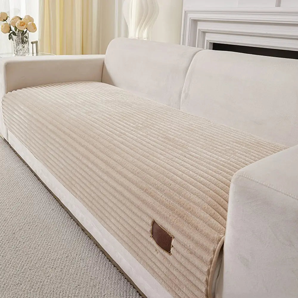 Sofa Cover | Plush Striped & Non-Slip | Machine Washable