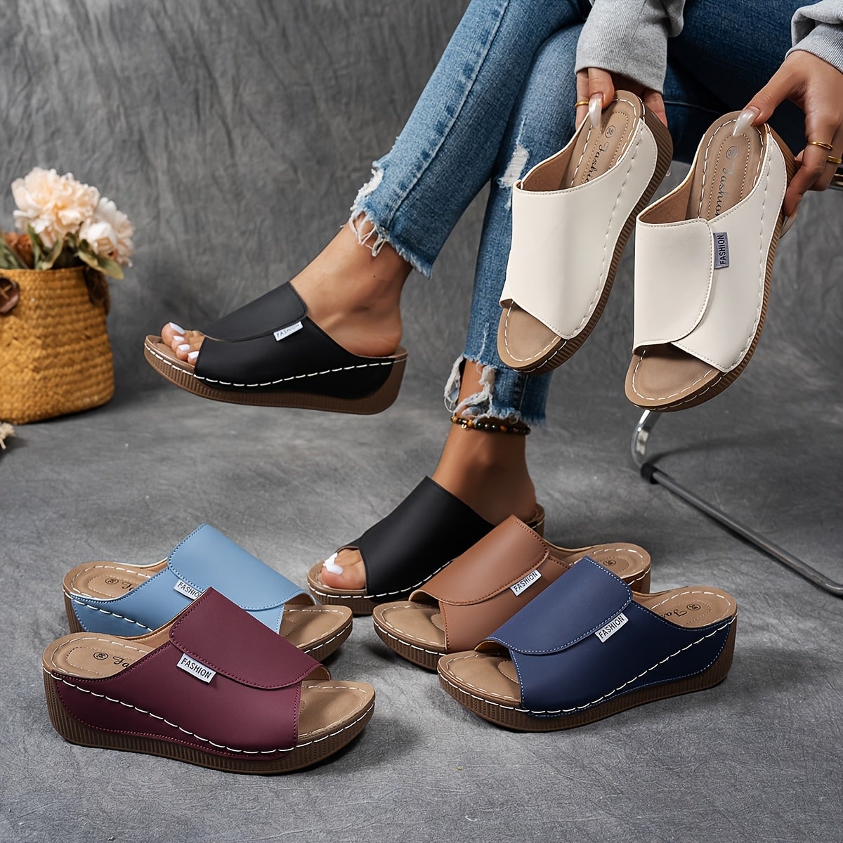Wedge Sandals | Orthopedic Sole & Adjustable Straps | Slip-On