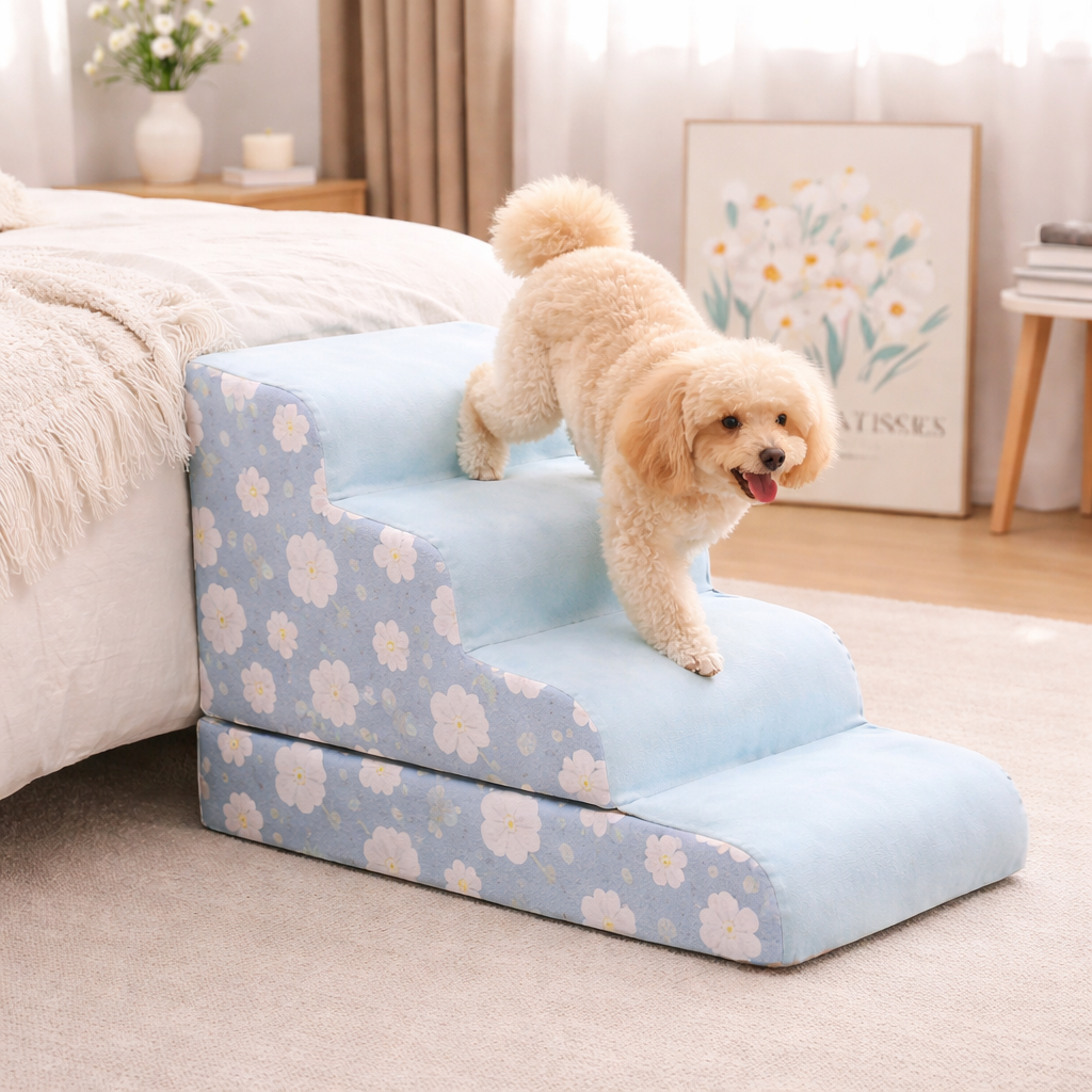 Dog Stairs | Gentle Ramp & Non-Slip Plush Surface | Modular Design