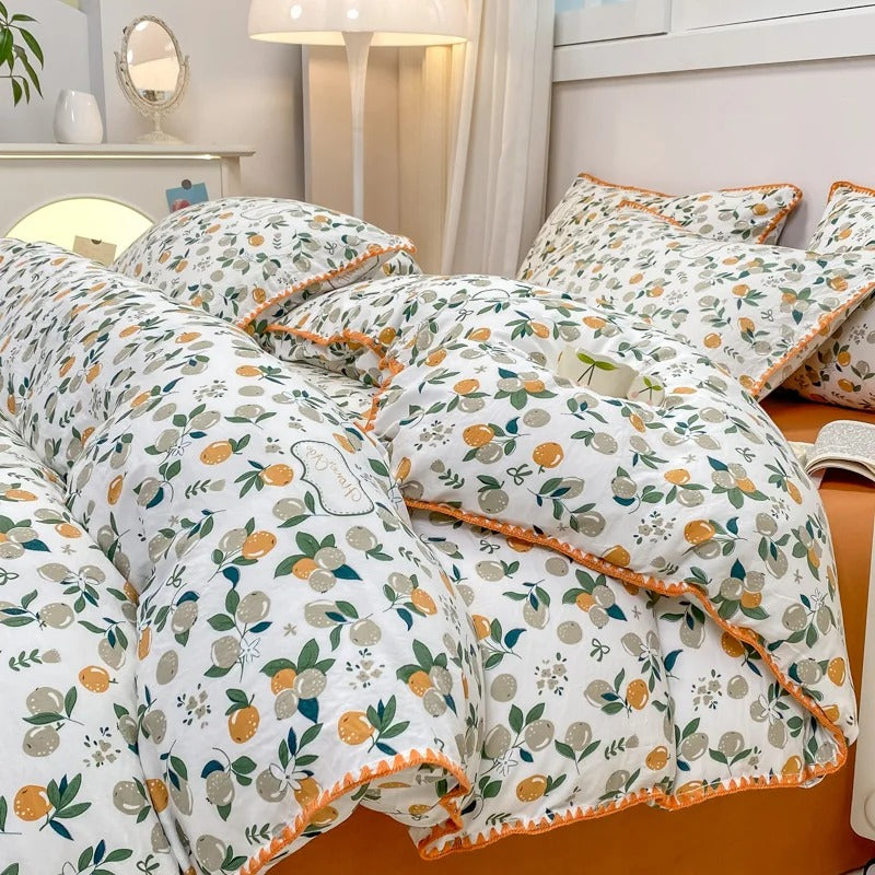 Bedding Set | Floral & Berry Print | 3 or 4 Piece Set