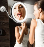 Lighted Makeup Mirror | 10x Magnification & LED | Suction-Cup Mount