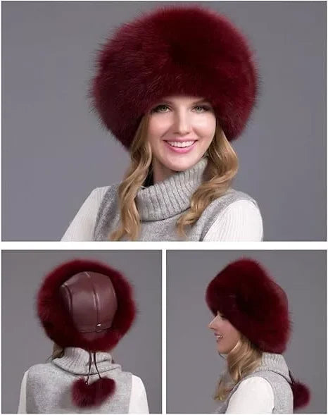 Women's Winter Hat | Natural Fox Fur & Integrated Earmuffs | One Size Fits Most
