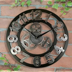 Wall Clock | Digital Display & Gear-Accented Bamboo | 30/40 cm