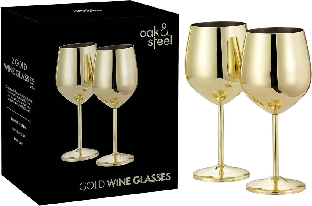 Wine Glasses | Gold Stainless Steel & Shatterproof