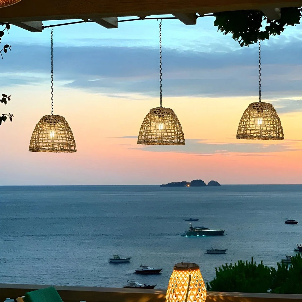 Bell Lantern | Solar Handwoven Rattan & Weatherproof