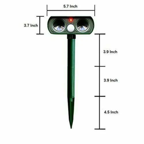 Animal Repeller | Solar-Powered Ultrasonic & Motion-Activated | 30 ft Detection Range