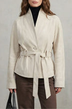 Women's Jacket | Suede-Look Double-Breasted | Belted