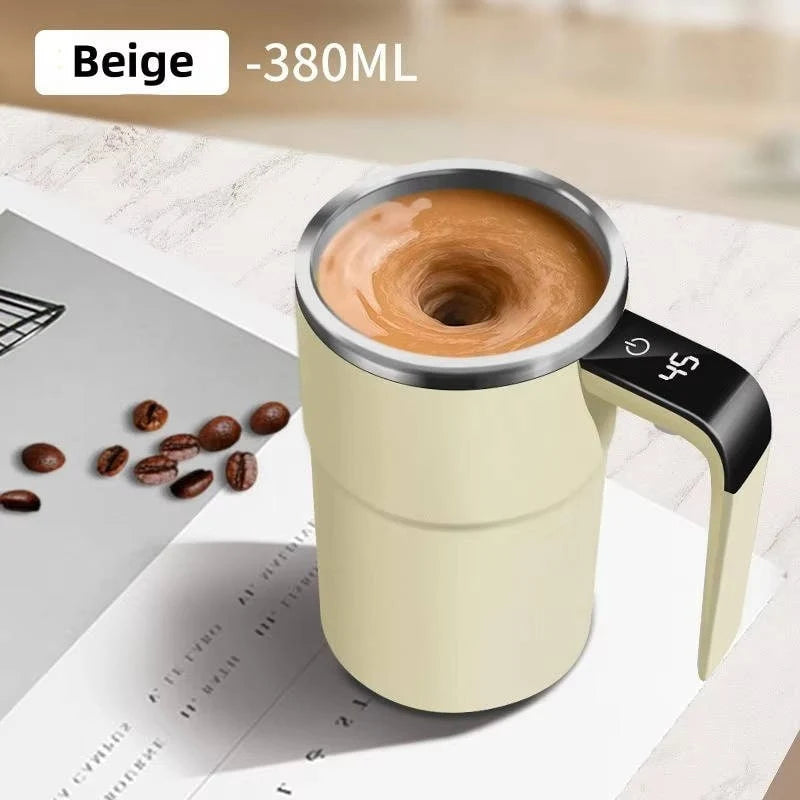 Self-Stirring Travel Mug | Magnetic Mixer & Digital Temperature Display | 13 Oz