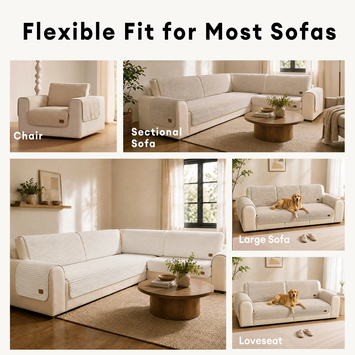 Sofa Cover | Plush Striped & Non-Slip | Machine Washable