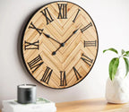 Wall Clock | Traditional Roman Numerals Wood & Metal | 30 cm