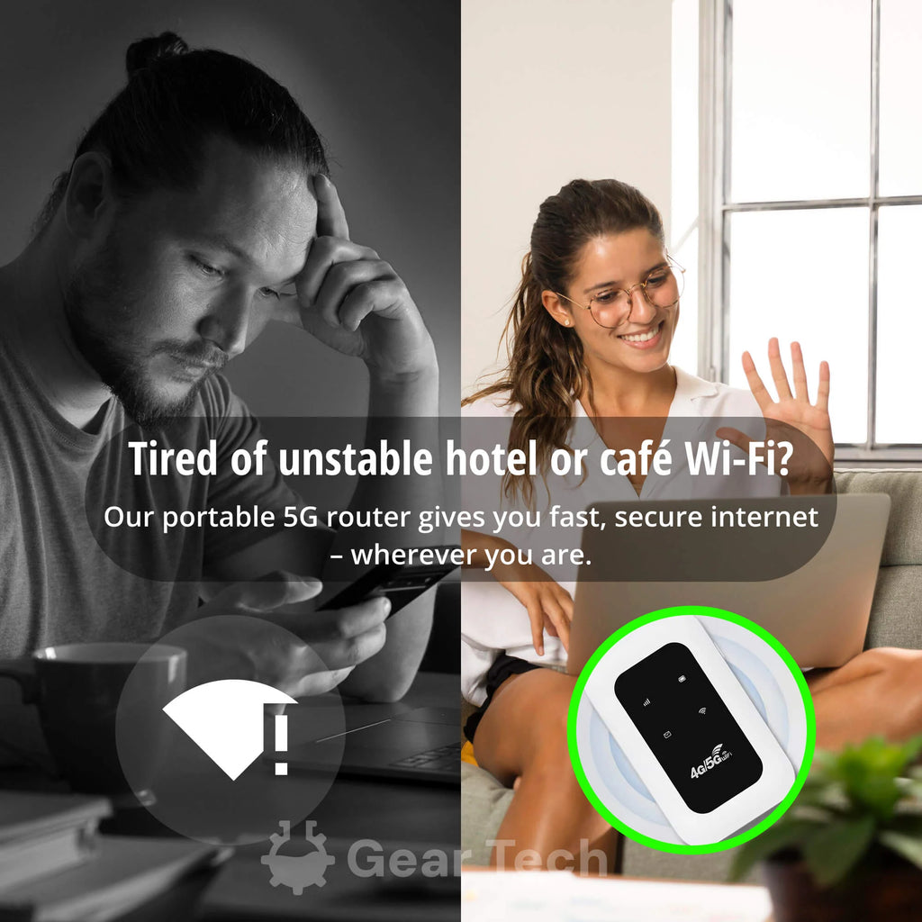 Portable 5G Wi‑Fi Router | 8-Hour Battery & USB‑C | Connects Up To 10 Devices