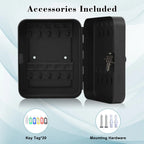 Key Cabinet | Wall-Mounted Iron With 3-Digit Combination Lock | 20 Hooks