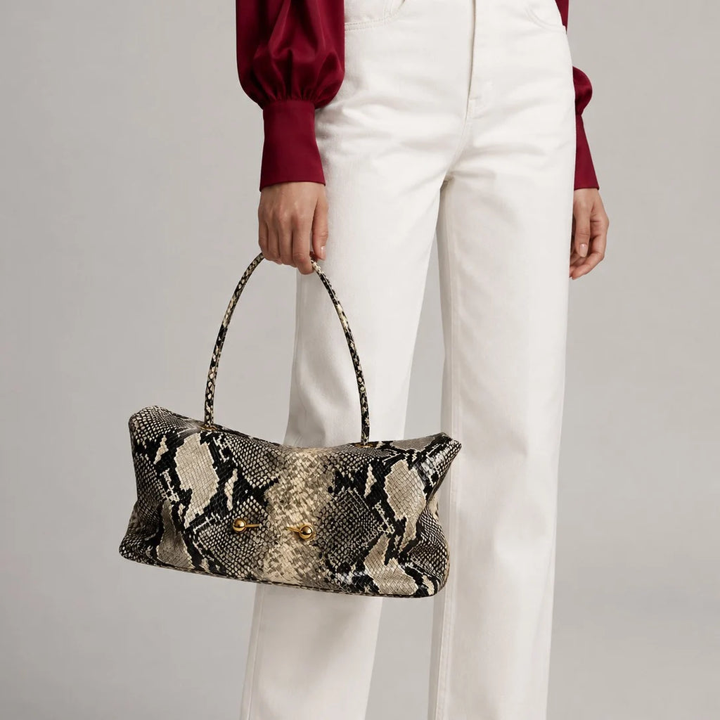 Shoulder Bag | Crocodile-Embossed Vegan Leather | Gold-Tone Hardware