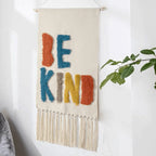 Macrame Wall Hanging | Handcrafted Cotton & Linen Geometric Fringe | 50 x 70 cm + 20 cm Fringe