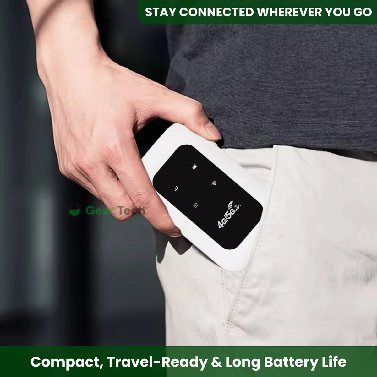 Portable 5G Wi‑Fi Router | 8-Hour Battery & USB‑C | Connects Up To 10 Devices