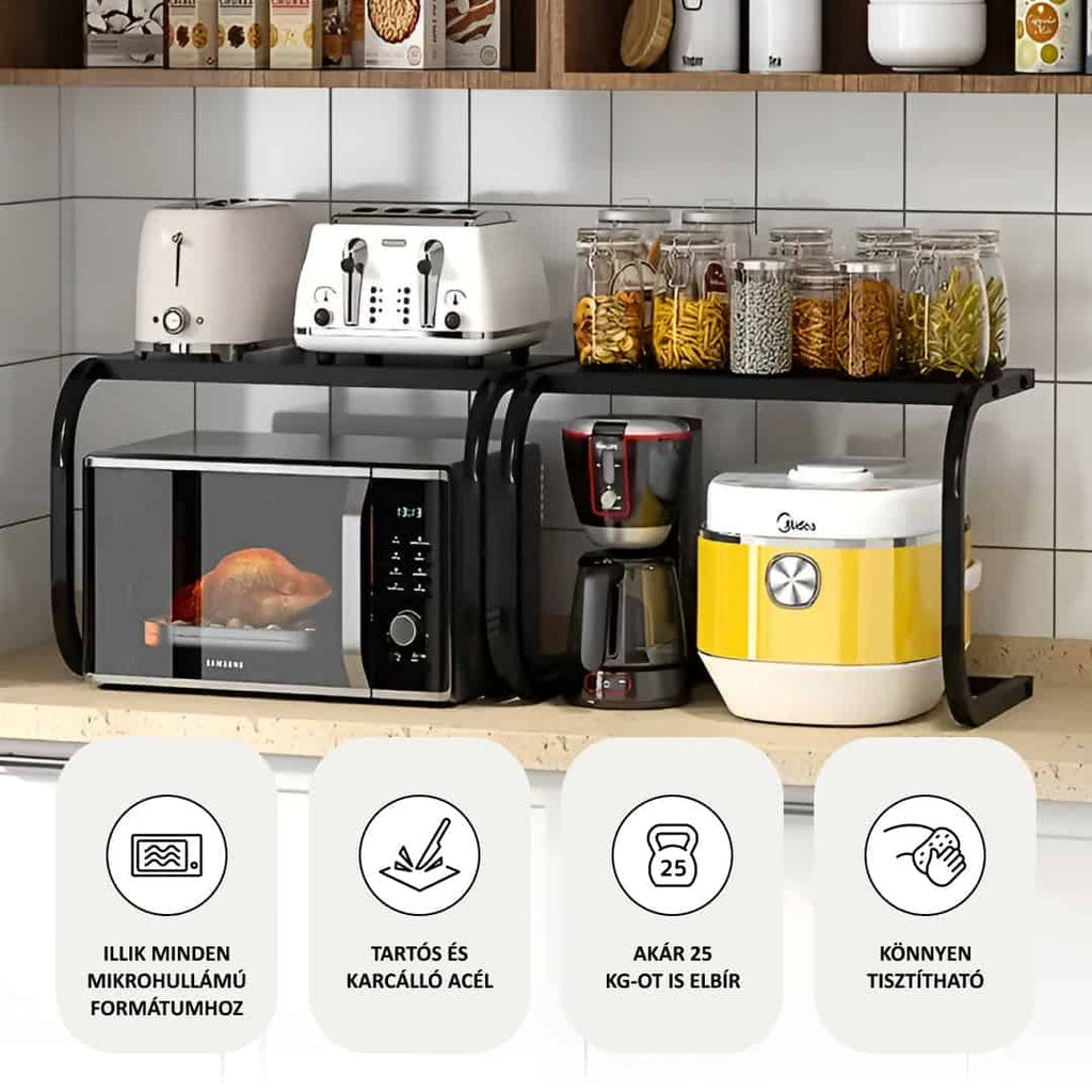 Kitchen Shelf | 2-Tier No-Drill Countertop Organizer | Holds Up to 25 kg