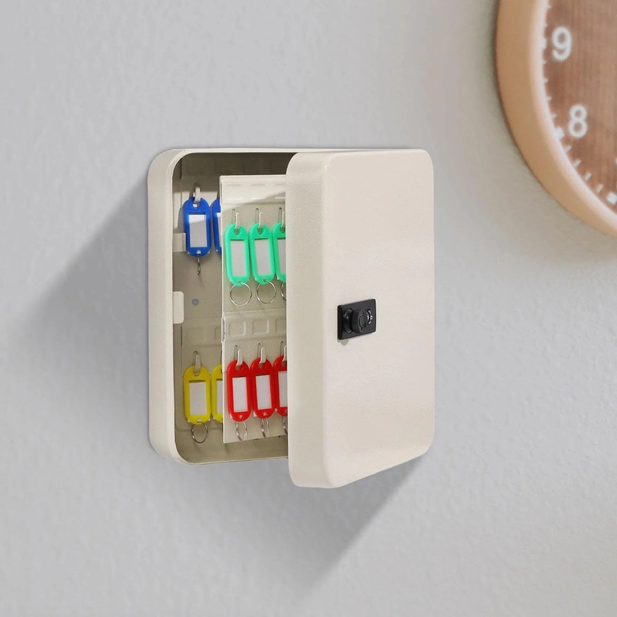 Key Cabinet | Wall-Mounted Iron With 3-Digit Combination Lock | 20 Hooks