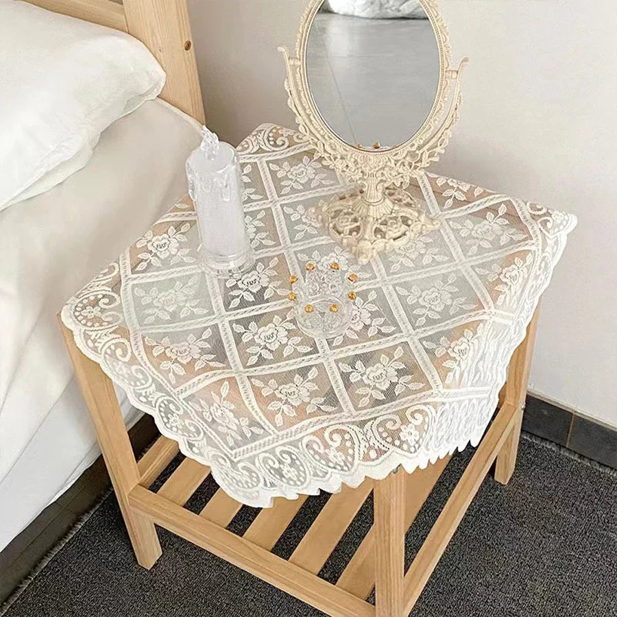 Tablecloth | Embroidered Floral Lace | Polyester Fabric