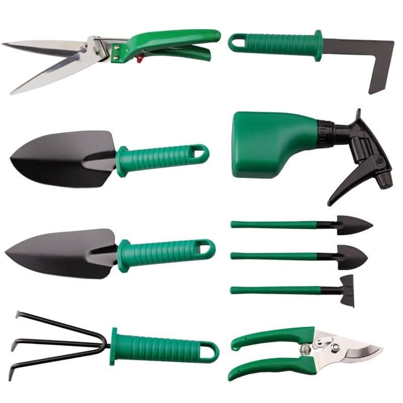 Garden Tool Set | Stainless Steel Heads & Ergonomic Handles | 10 Pieces