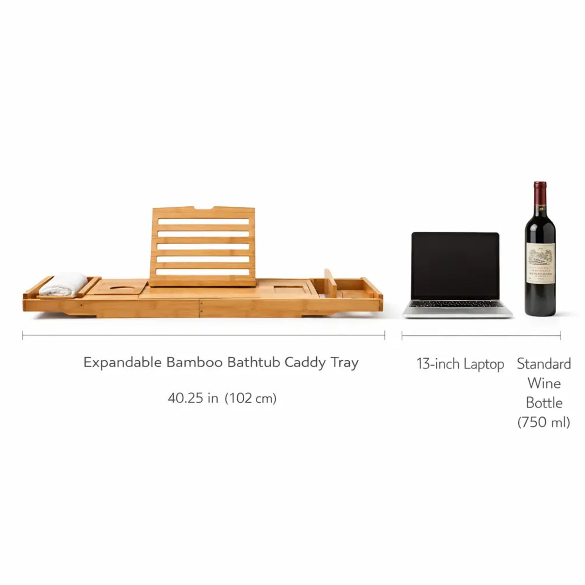 Bathtub & Bed Caddy Tray | Adjustable & Expandable Bamboo