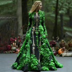 Maxi Dress | Skeleton Floral Print & Long Sleeve