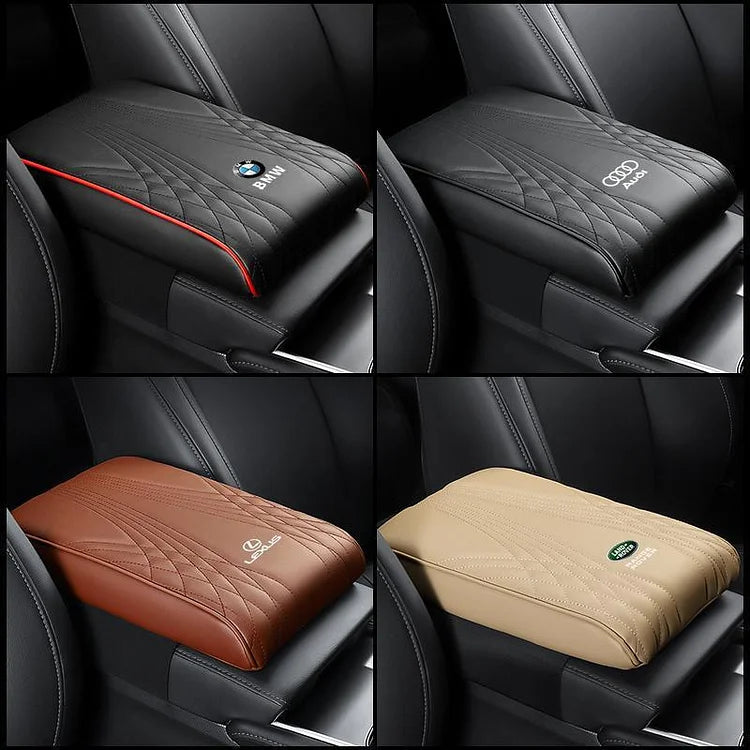 Car Armrest Cushion | Memory Foam Faux Leather | Slip-Resistant Surface