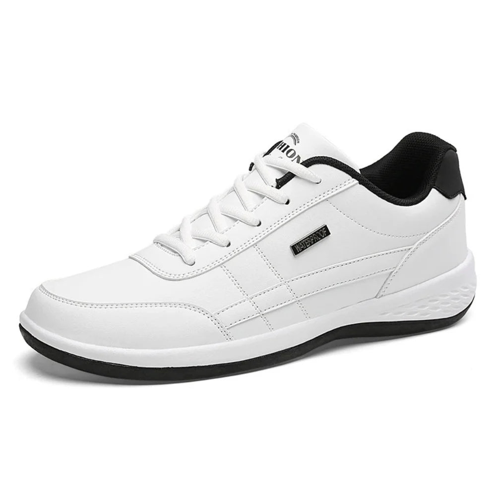 Men’s Sneakers | Textured Leather Lace-Up | Low-Top Contrast Panel