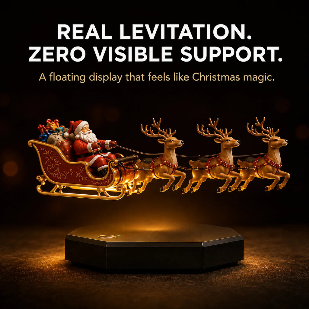 Christmas Decoration | Magnetic Levitation & Warm Lighting | Sleigh With 4 Reindeer