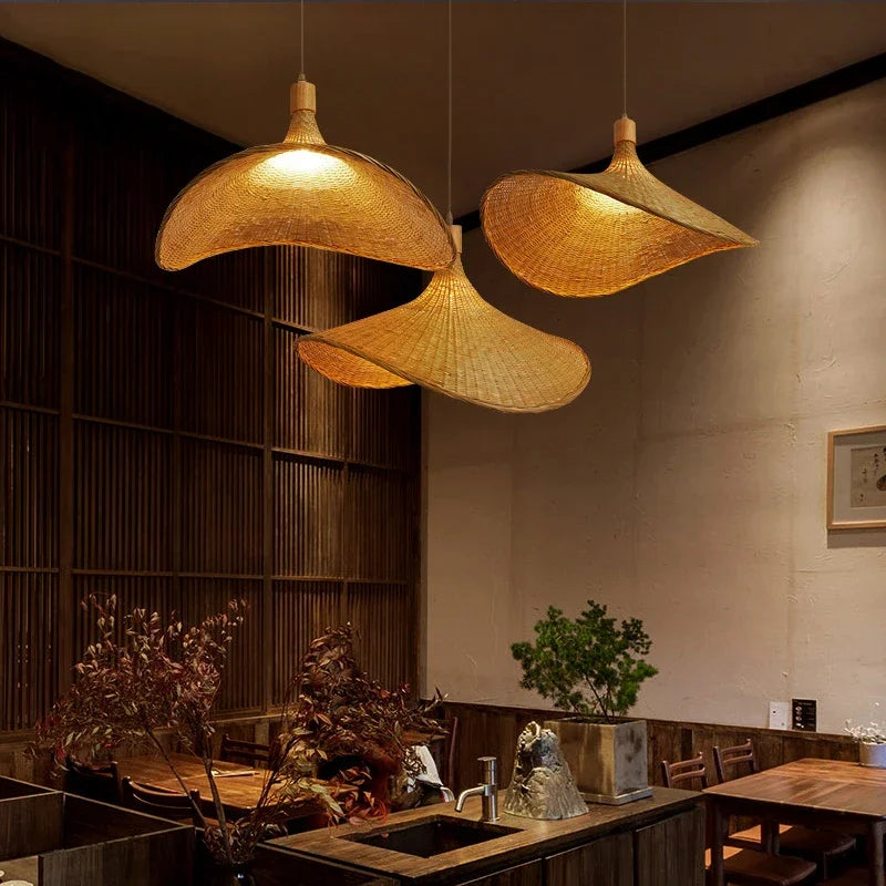 Pendant Lamp | Handwoven Bamboo Basket & Warm Ambient Light | Multiple Sizes