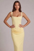 Maxi Dress | Boned Corset Bodice & Draped Lyocell Skirt | Adjustable Straps