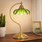 Table Lamp | Floral Glass Shade & Adjustable Arm