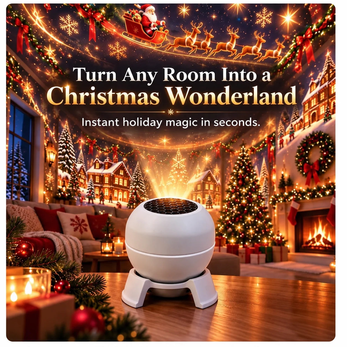 Christmas Projector | LED Festive Projections | USB-Powered & Compact Design