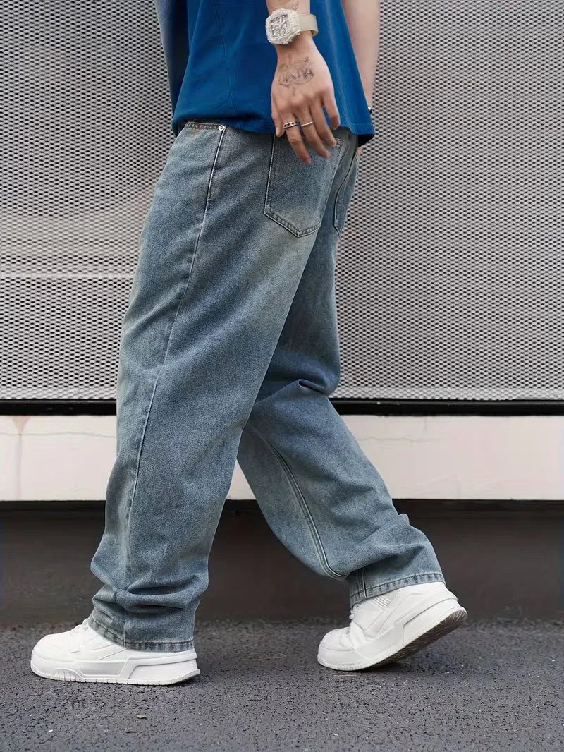 Men’s Jeans | Loose Fit & Wide Leg | Vintage Blue Wash