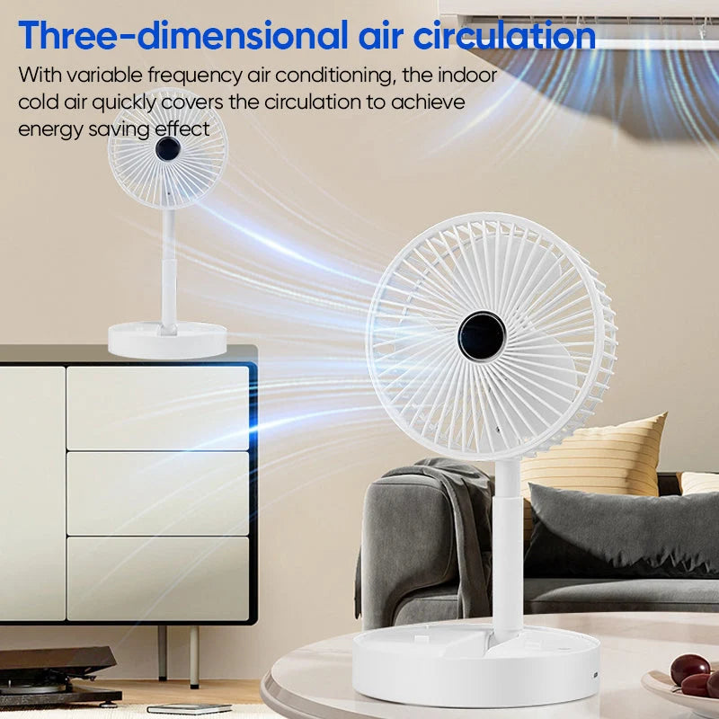 Table Fan | Foldable Telescopic & USB-C Rechargeable | Smartphone Holder