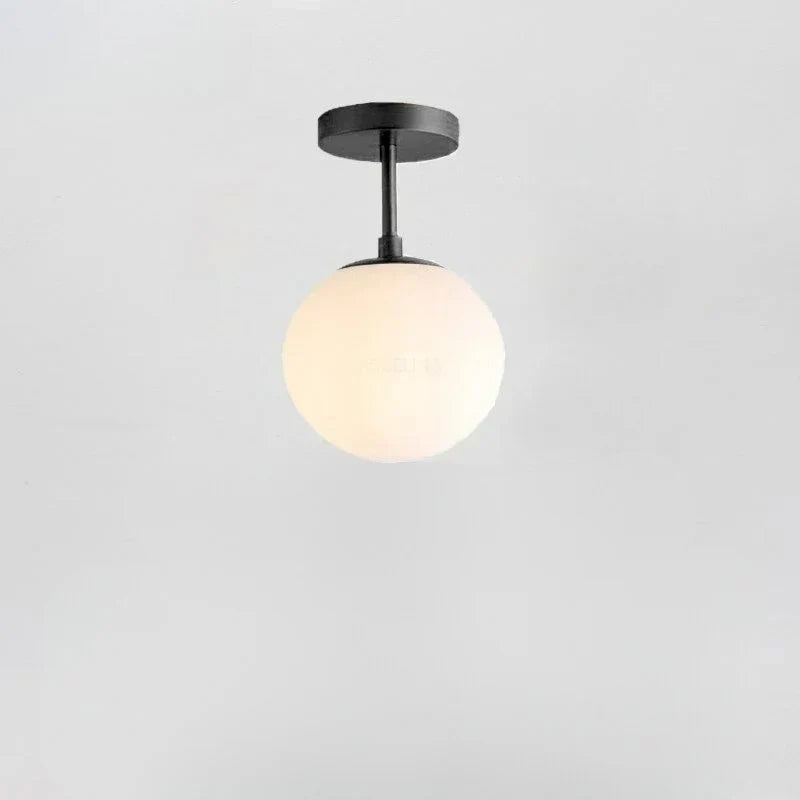 Ceiling Light | White Glass Globe & Gold Accents | 12W 3000K