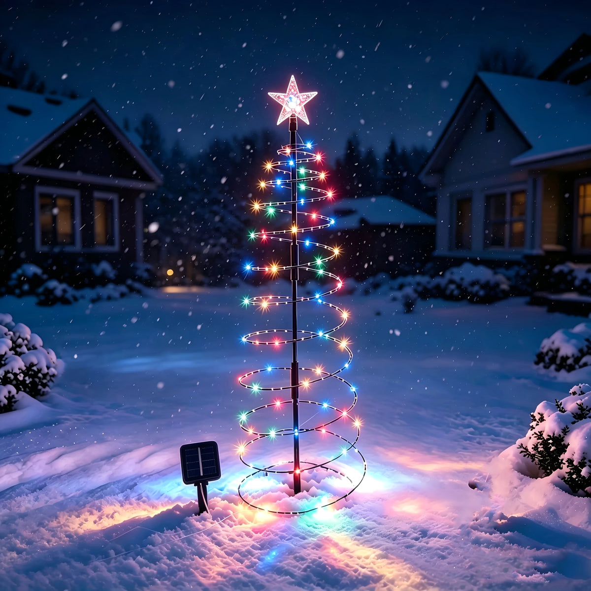 Outdoor LED Christmas Tree | Solar-Powered Spiral With Star | 90 cm
