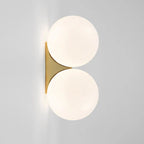 Wall Lamp | Gilded Finish & Two Glass Globes | 180° Rotatable Arm