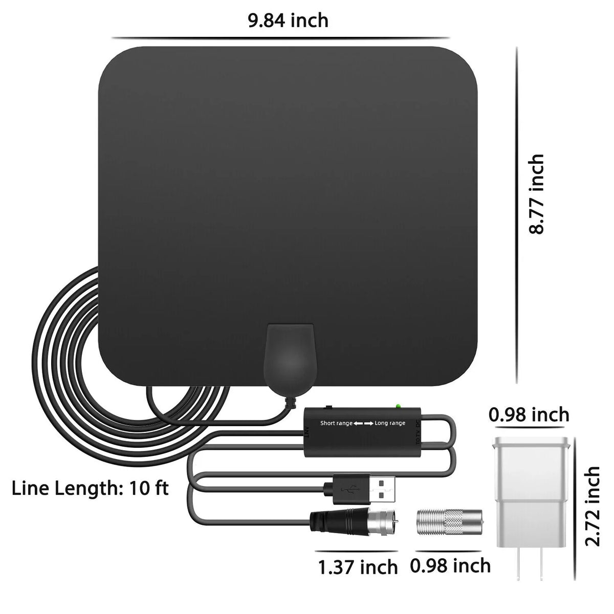 Indoor HDTV Antenna | Signal-Boosting & 300-Mile Range