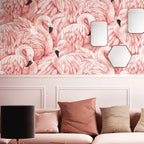 Wallpaper | Pink Flamingo Tropical Design | Wipeable Vinyl