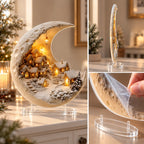 Winter Village Display | Acrylic Crescent Moon Design | 20 × 17 cm