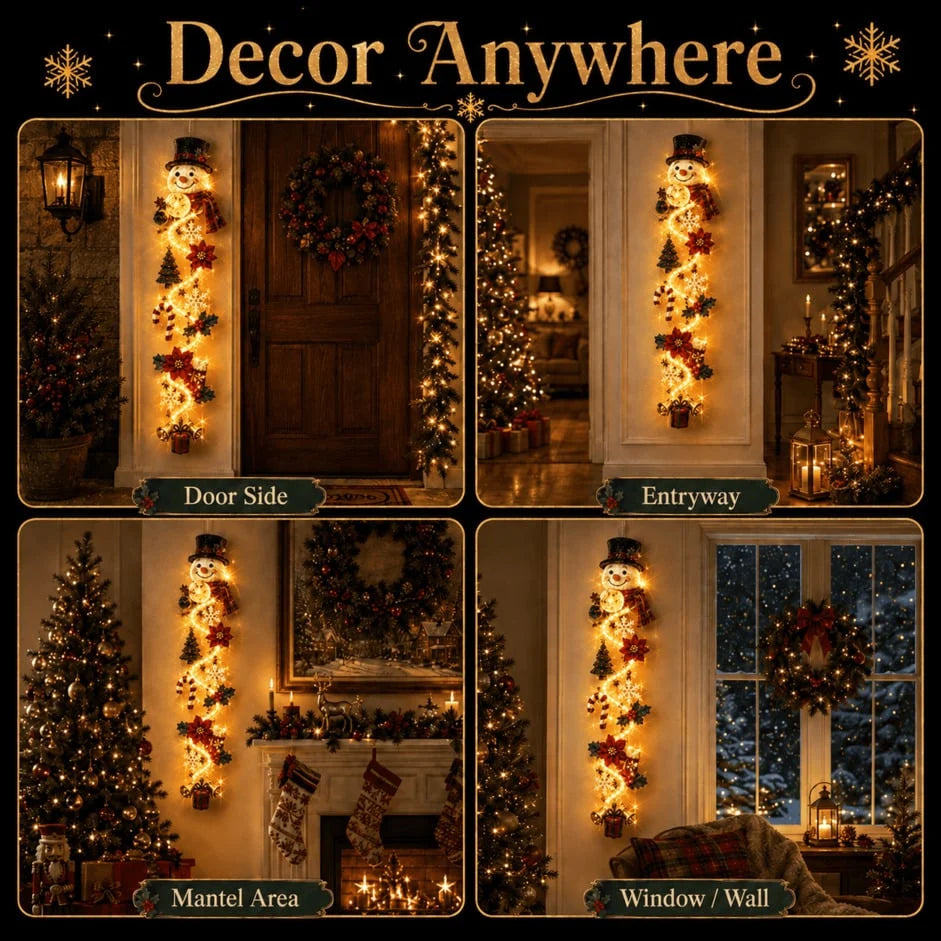 Christmas Door Hanger | Cordless Warm White Lights | 70 Cm