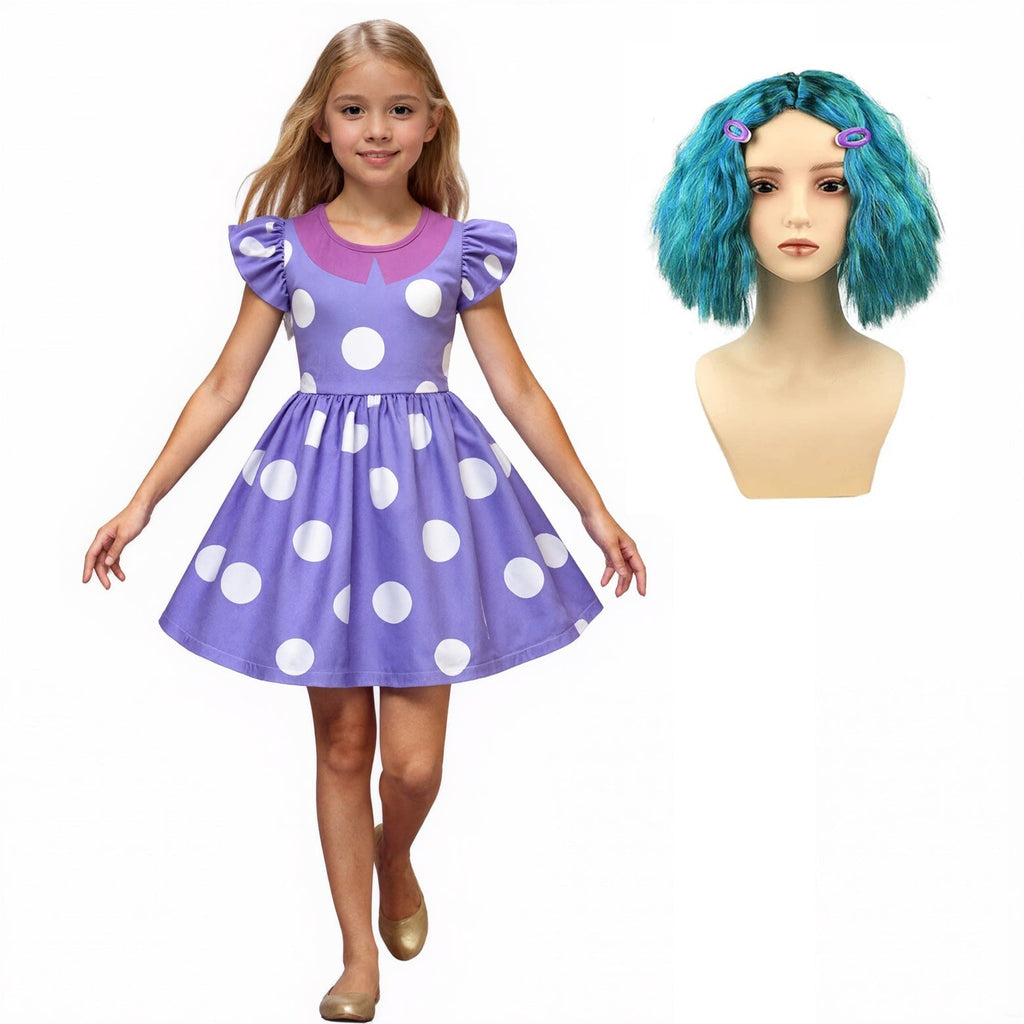 Kids Costume Dress | Polka Dot Print & Ruffle Sleeves