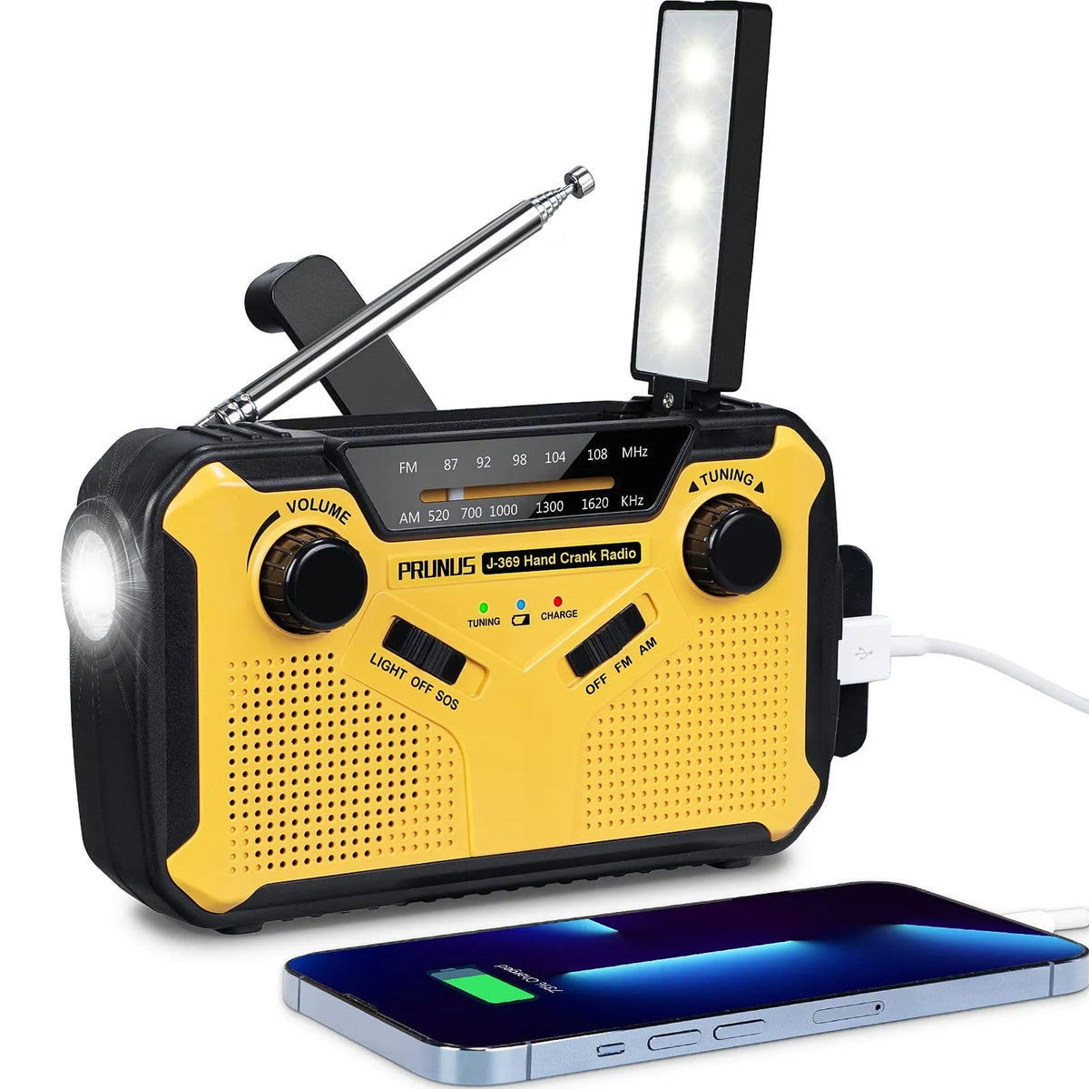 Emergency Radio | Solar & Hand-Crank Charging | SOS Alarm & LED Lights