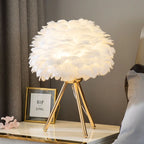 Table Lamp | Feather Design & Soft Diffused Glow