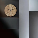 Round Wall Clock | Silent Movement & Khaki Wood Frame