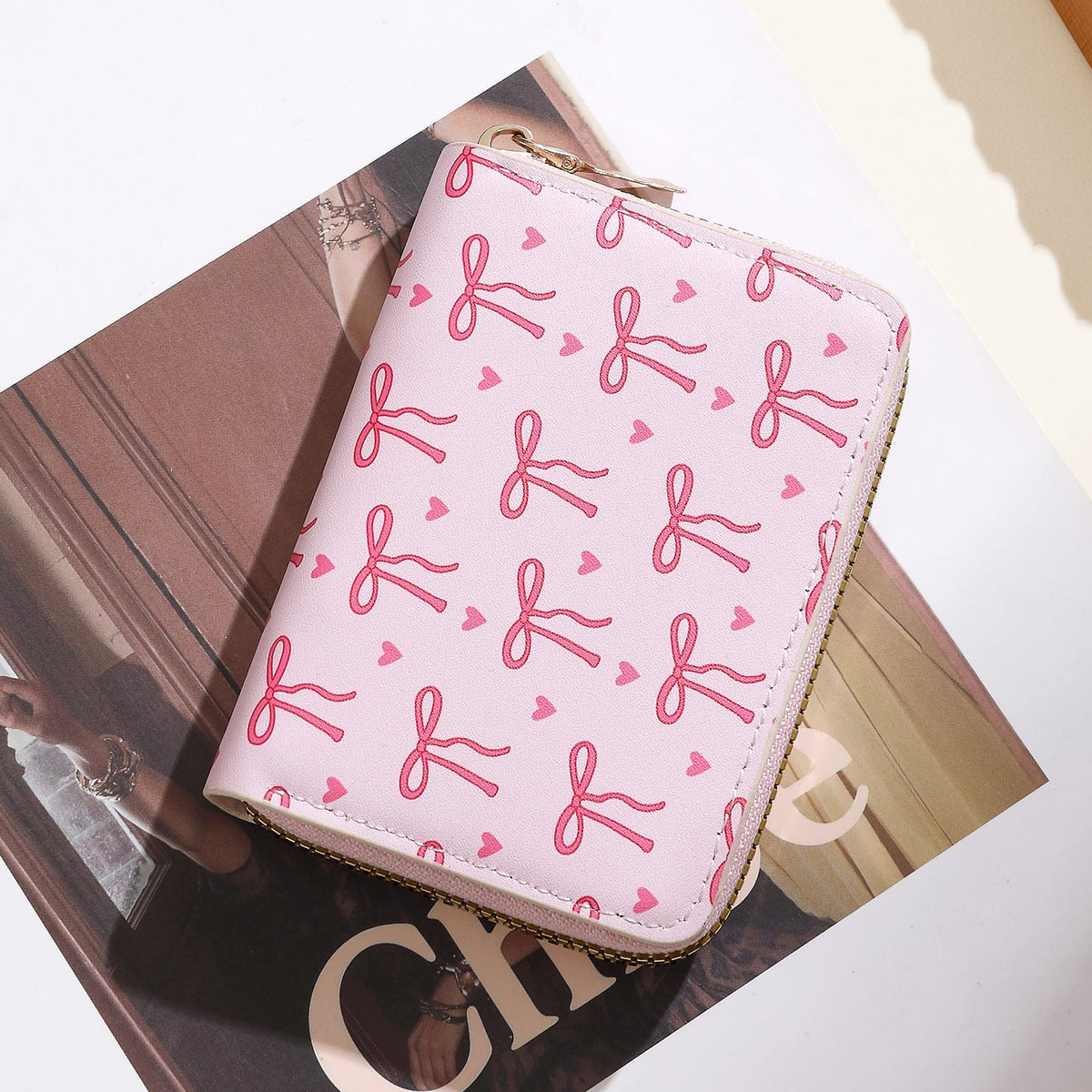 Wallet | Bow Pattern & Zipper Closure | Multiple Card Slots