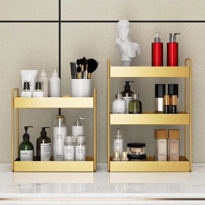 Vanity Organizer | Double-Layer Gold Finish & Space-Saving