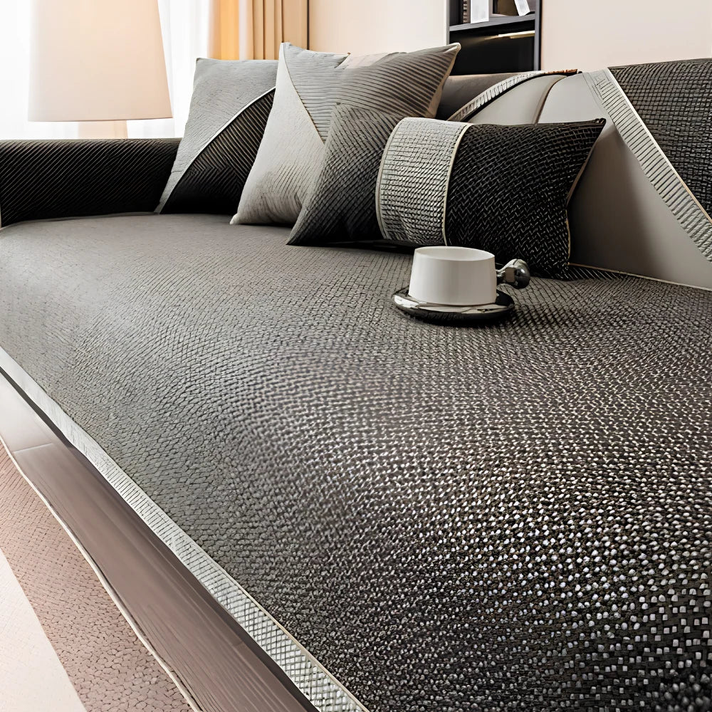 Sofa Cover | Cotton-Linen & Machine-Washable | Silicone Grip Backing