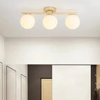 Ceiling Light | White Glass Globe & Gold Accents | 12W 3000K