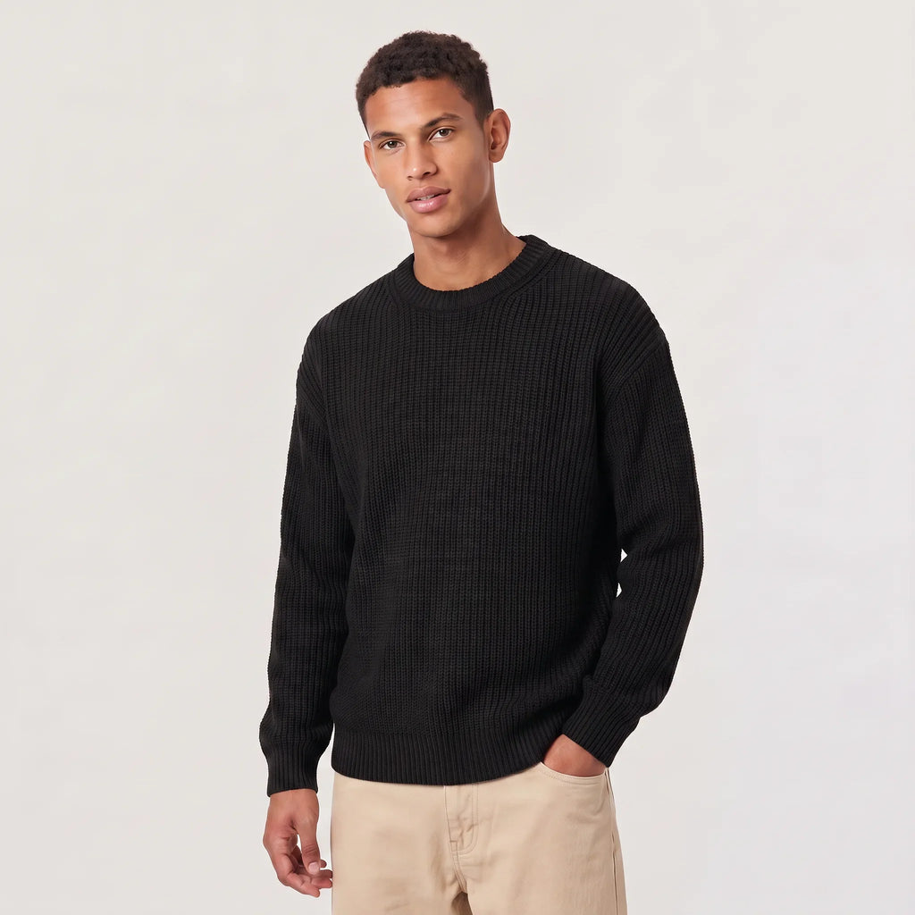 Men’s Sweater | Knitted Crew Neck & Rib-Knit Trim | Regular Fit